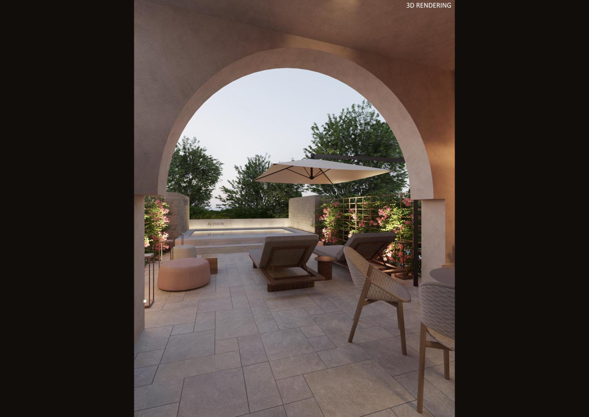 Elysium Otel Pafos Dış mekan fotoğraf 3D rendering of a patio