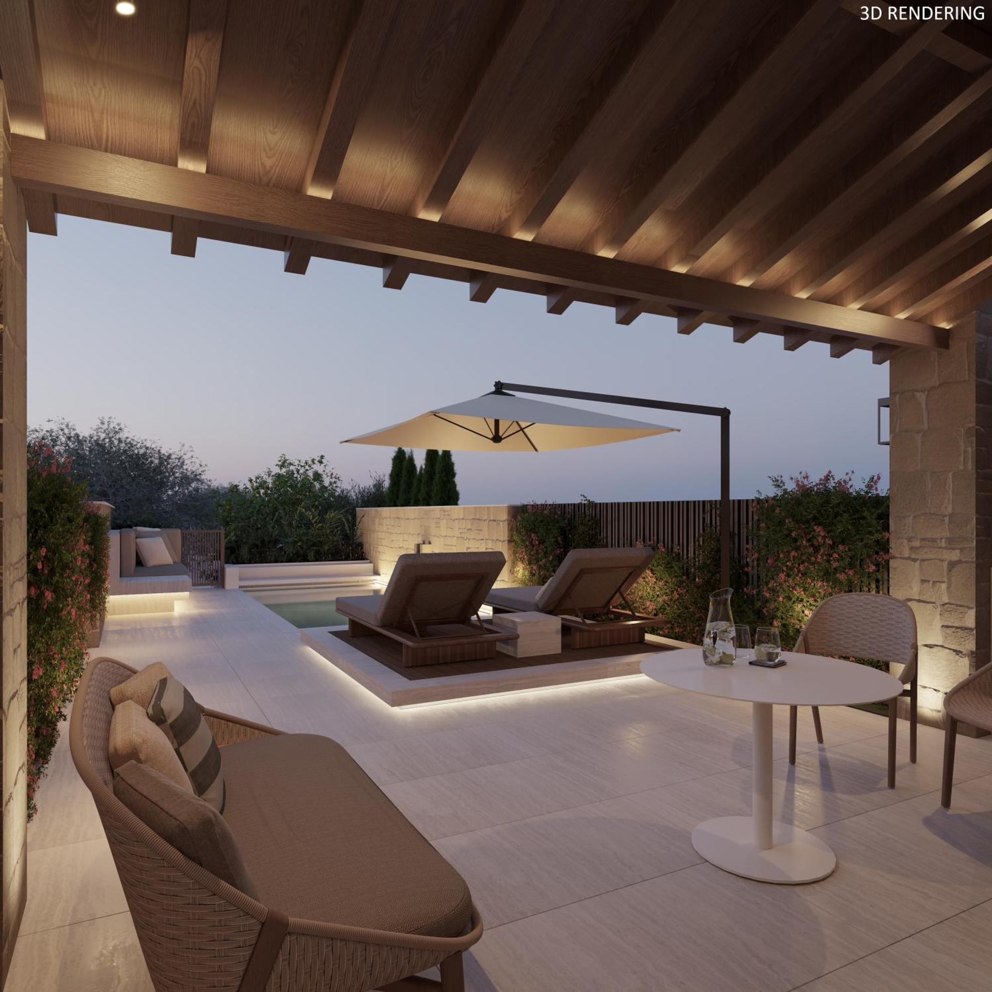 Elysium Otel Pafos Dış mekan fotoğraf 3D rendering of a patio